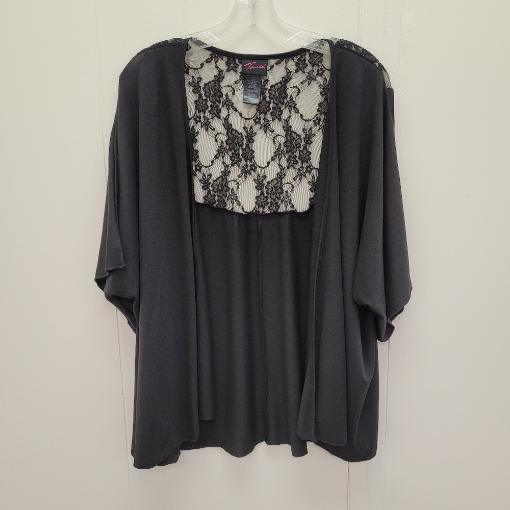 Torrid Floral Lace Back Open Front Dolman Sleeve Cardigan